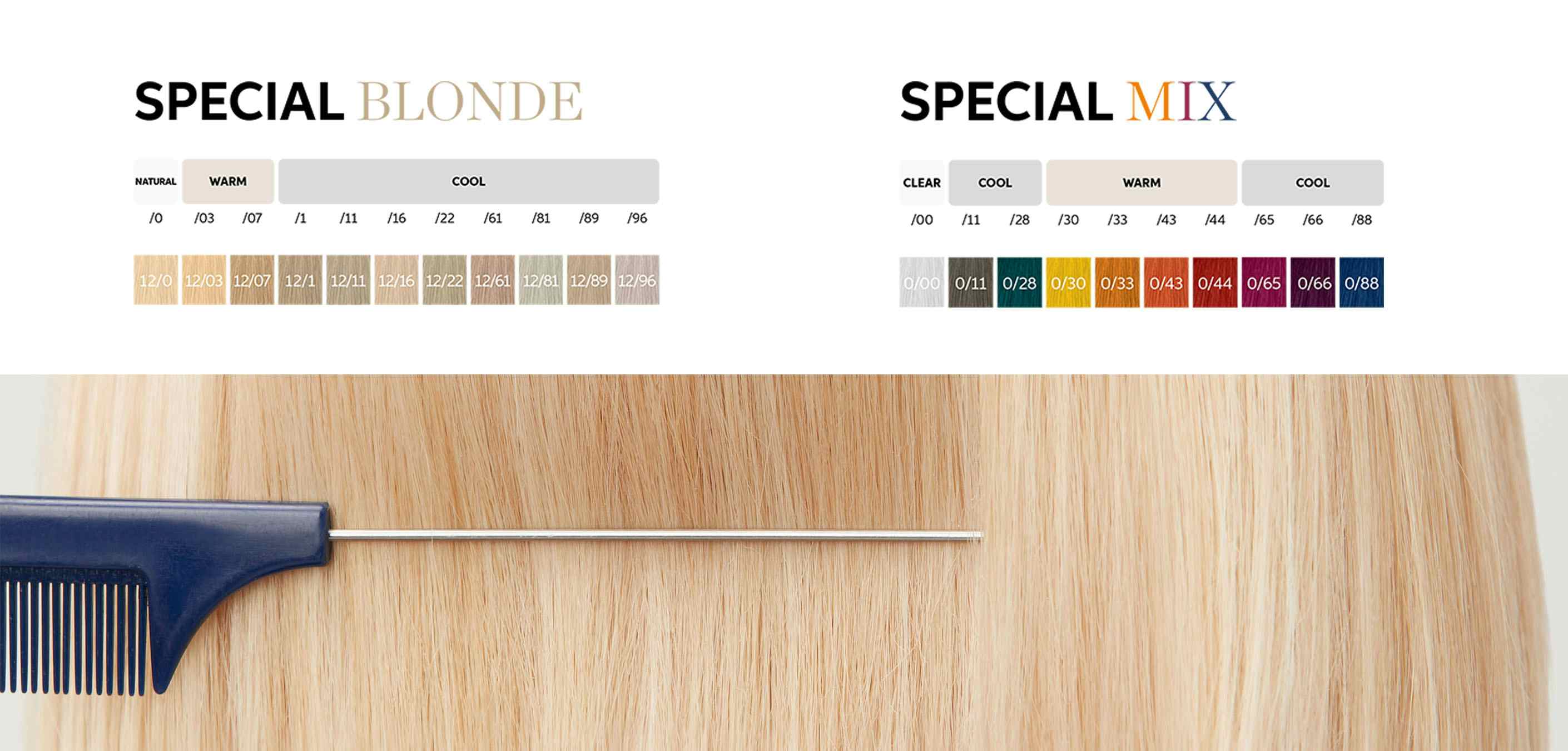 Koleston Perfect shade pallete: Special Blonde and Special Mix